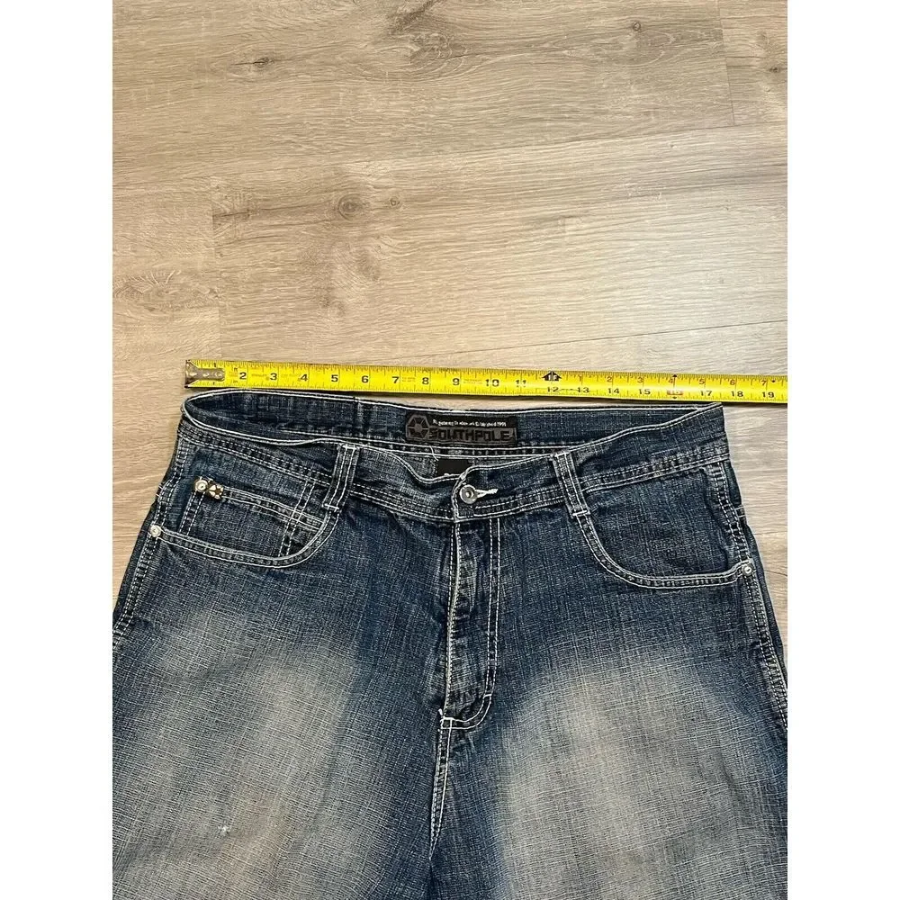 Southpole Shorts Mens 36‎ Blue Denim Y2K Streetwear Pockets Baggy Hip Hop Adult